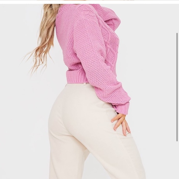 PrettyLittleThing Pink Cropped Cardigan - Picture 4 of 4